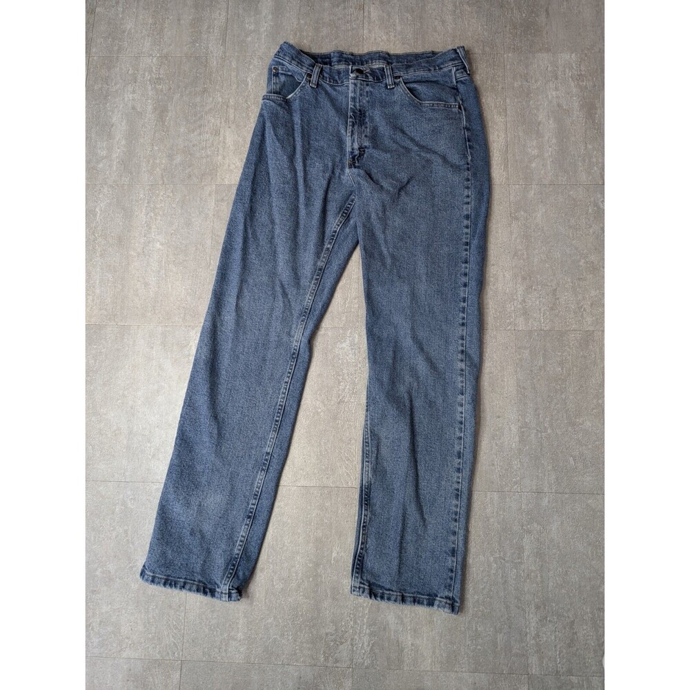 WRANGLER Jeans Mens Size 34 X 34 Blue Denim Straight Leg Relaxed Fit